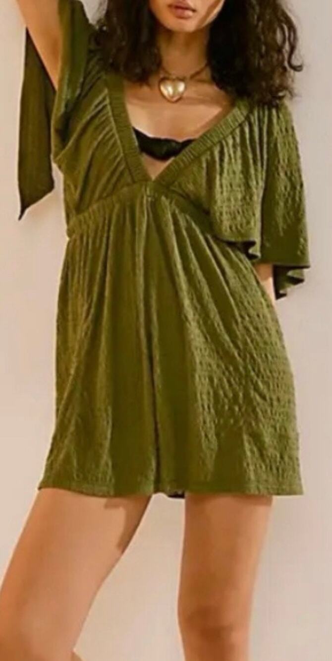 Free People Beach La La Romper in Garden Snake Green Size XL